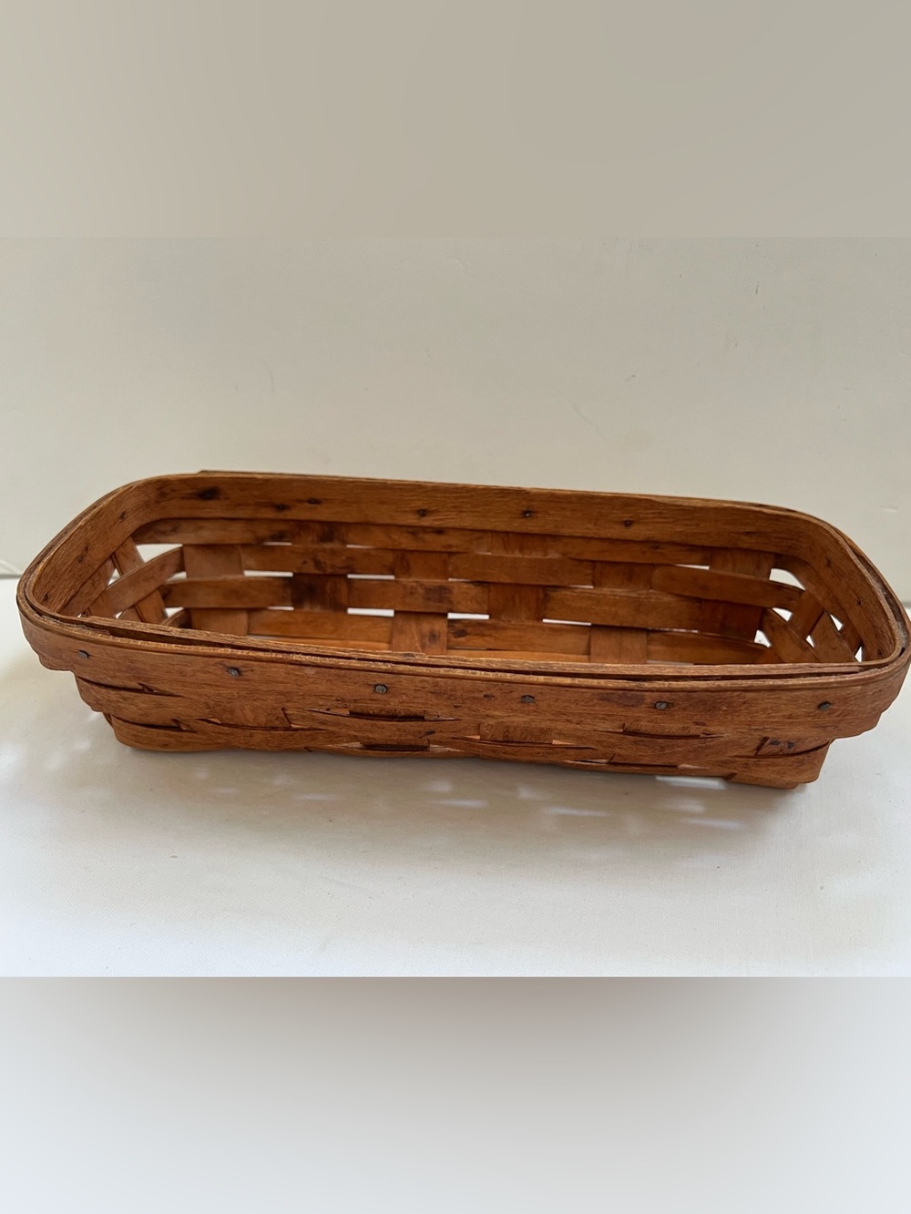 Vintage Longaberger 1991 Cracker Bread Basket Signed ABOUT 11" x 4" Some Flaws